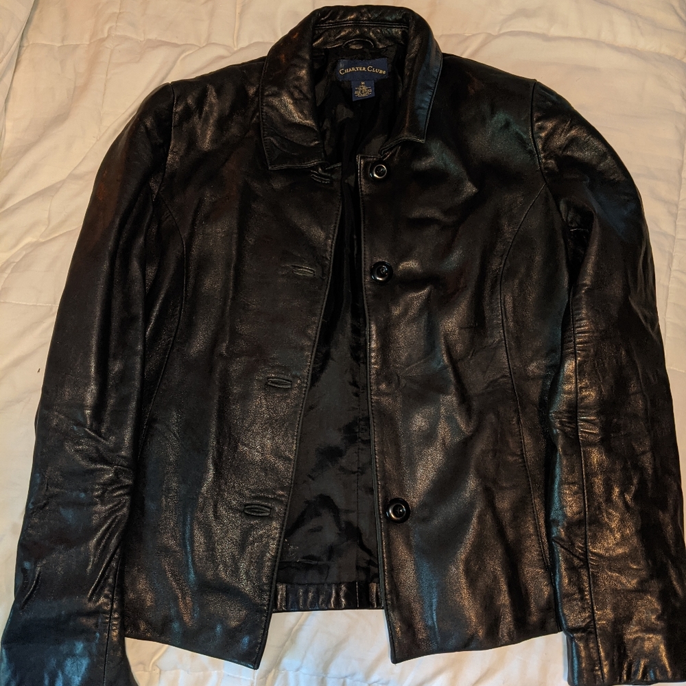 BOGO Charter club leather jacket - missing a button.